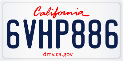 CA license plate 6VHP886