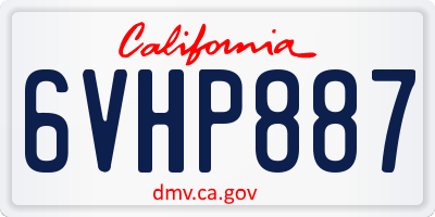 CA license plate 6VHP887