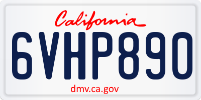 CA license plate 6VHP890