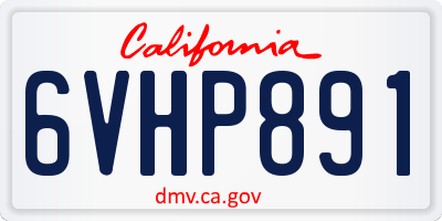 CA license plate 6VHP891