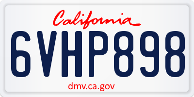 CA license plate 6VHP898
