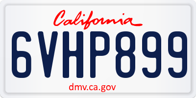 CA license plate 6VHP899
