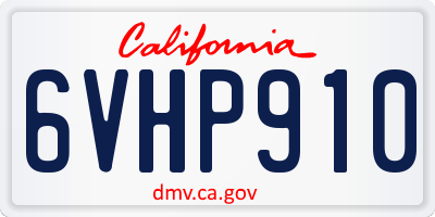CA license plate 6VHP910