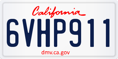 CA license plate 6VHP911