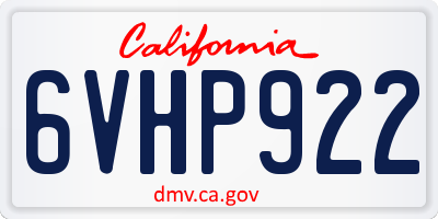 CA license plate 6VHP922