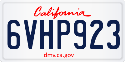 CA license plate 6VHP923