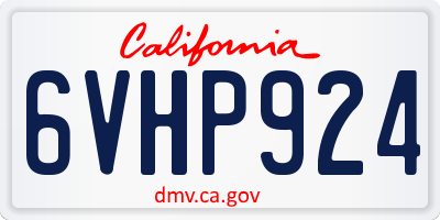 CA license plate 6VHP924