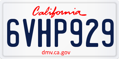 CA license plate 6VHP929