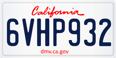 CA license plate 6VHP932