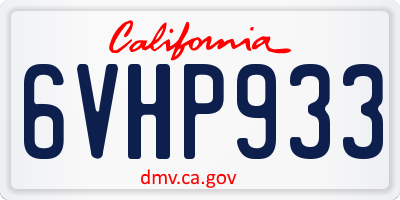 CA license plate 6VHP933