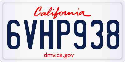 CA license plate 6VHP938
