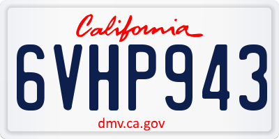 CA license plate 6VHP943