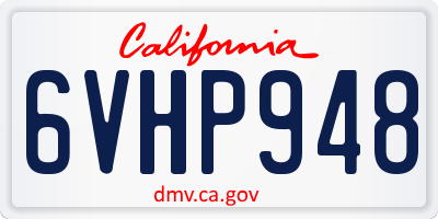 CA license plate 6VHP948