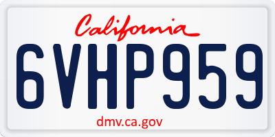CA license plate 6VHP959
