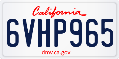 CA license plate 6VHP965
