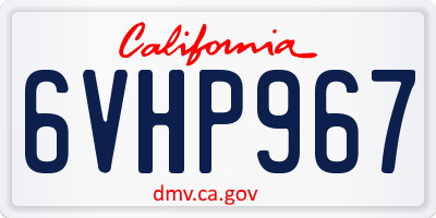 CA license plate 6VHP967