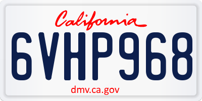 CA license plate 6VHP968