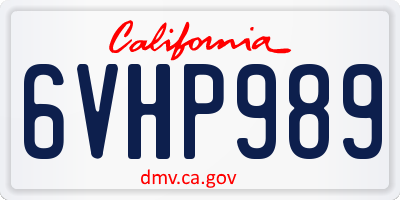 CA license plate 6VHP989