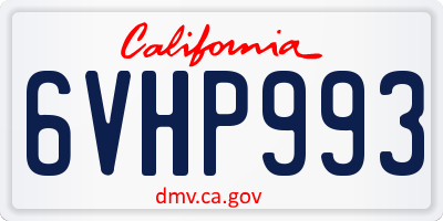 CA license plate 6VHP993