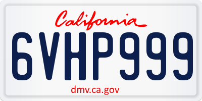CA license plate 6VHP999