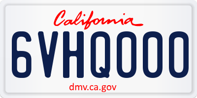 CA license plate 6VHQ000