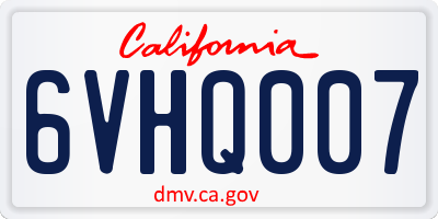 CA license plate 6VHQ007