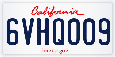 CA license plate 6VHQ009
