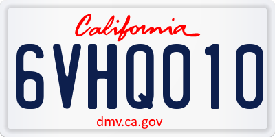 CA license plate 6VHQ010