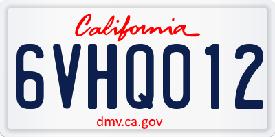 CA license plate 6VHQ012
