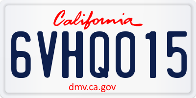 CA license plate 6VHQ015