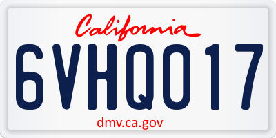 CA license plate 6VHQ017