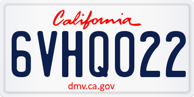 CA license plate 6VHQ022