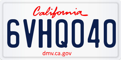 CA license plate 6VHQ040