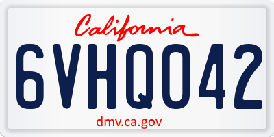 CA license plate 6VHQ042