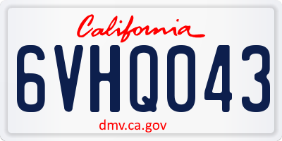 CA license plate 6VHQ043