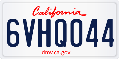 CA license plate 6VHQ044