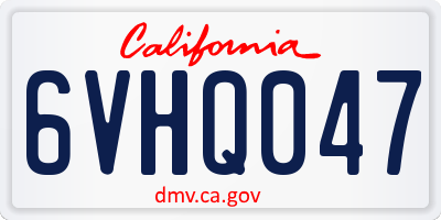 CA license plate 6VHQ047