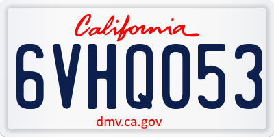 CA license plate 6VHQ053