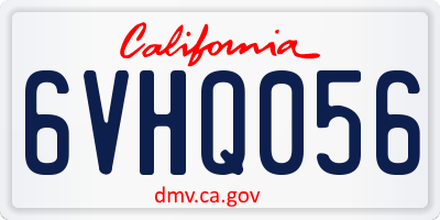 CA license plate 6VHQ056
