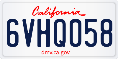 CA license plate 6VHQ058