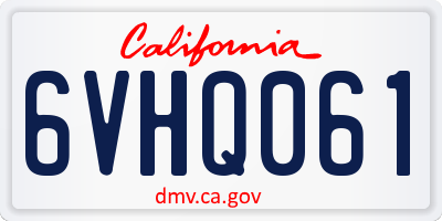CA license plate 6VHQ061
