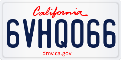 CA license plate 6VHQ066