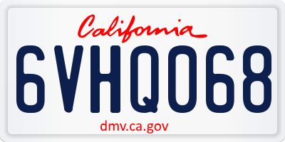 CA license plate 6VHQ068