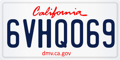 CA license plate 6VHQ069