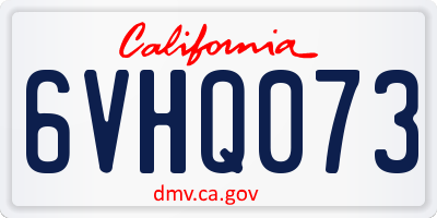 CA license plate 6VHQ073