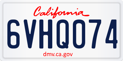 CA license plate 6VHQ074