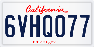 CA license plate 6VHQ077