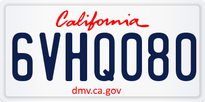 CA license plate 6VHQ080