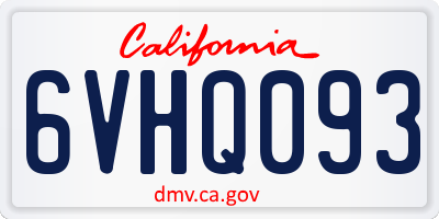 CA license plate 6VHQ093