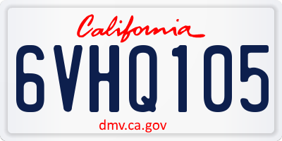 CA license plate 6VHQ105